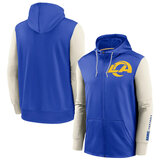 NFL classic Football wear Splicing color Los Angeles Rams team logo 3D graphic full zip up hoodie drawstring 2 front pouch