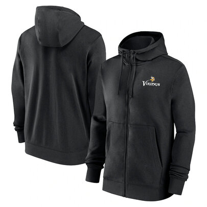 classic NFL fan footwear Minnesota Vikings team logo 3D print zip-up hoodie with two front pockets