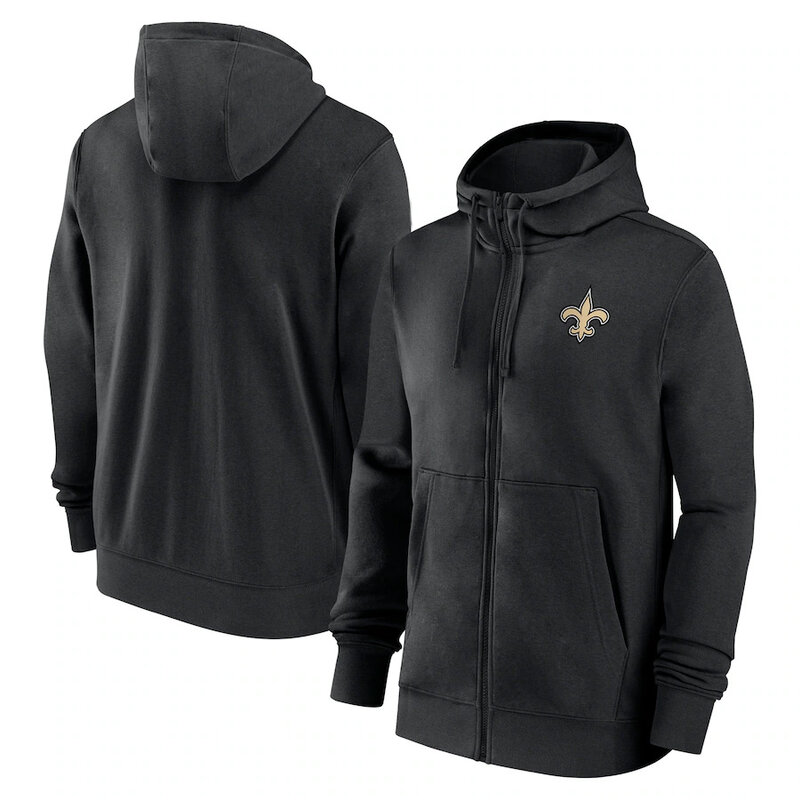 classic NFL fan footwear New Orleans Saints team logo 3D print zip-up hoodie with two front pockets