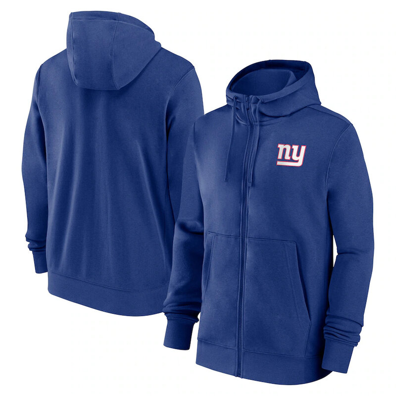 classic NFL fan footwear New York Giants team logo 3D print zip-up hoodie with two front pockets