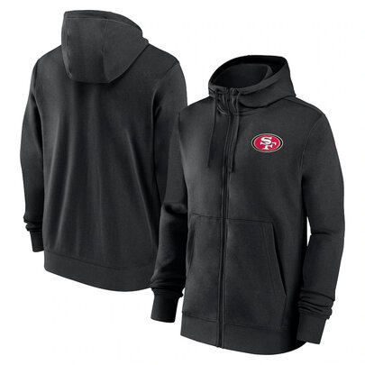 classic NFL fan footwear San Francisco 49ers team logo 3D print zip-up hoodie with two front pockets