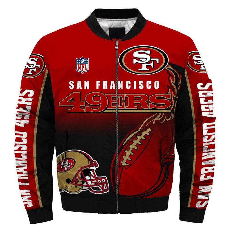 NFL merchandise San Francisco 49ers full zip-up Cotton-padded Jacket for cold winter