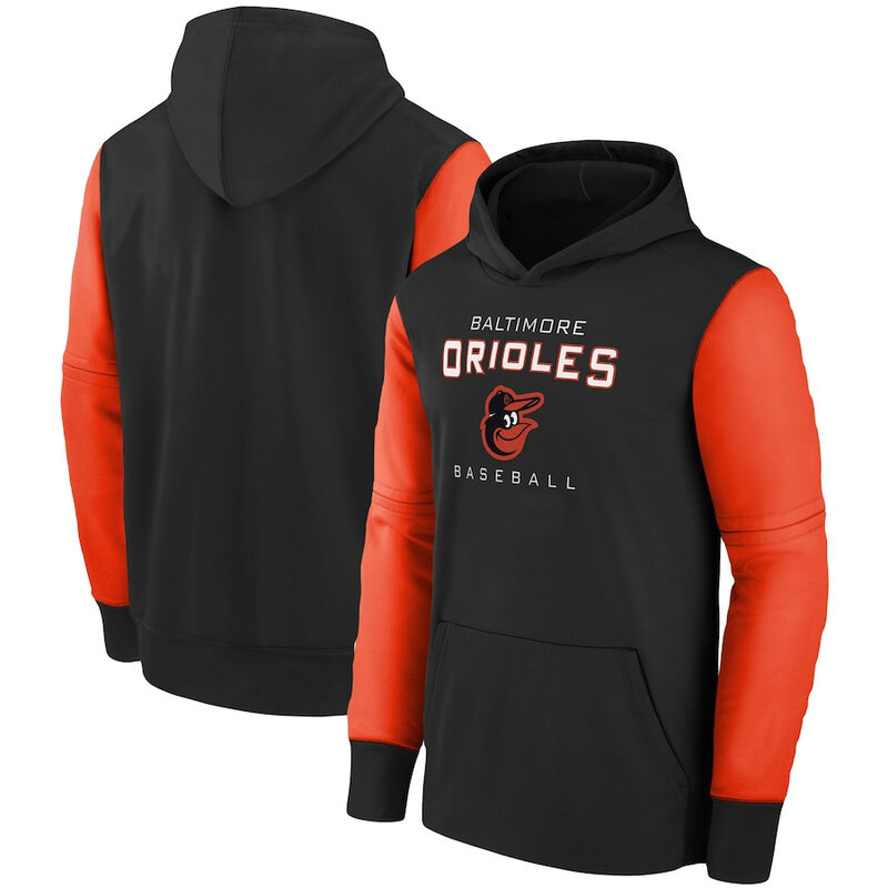 long sleeve MLB Team Hoodie - MLB Baltimore Orioles Pullover Hoodie Black