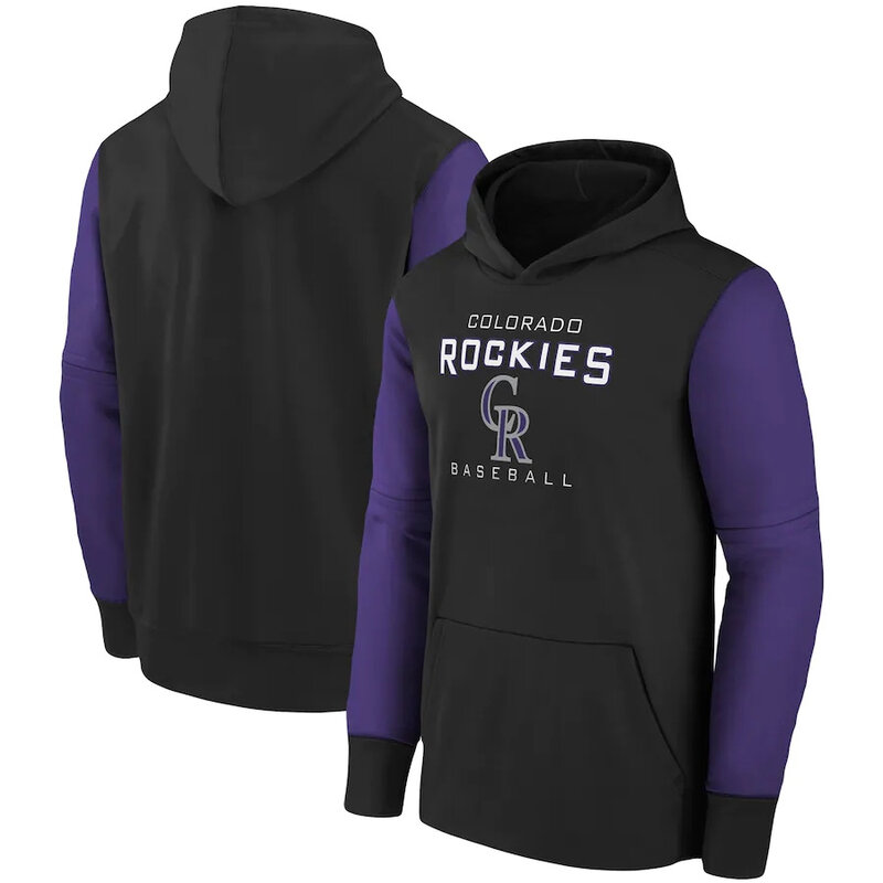 long sleeve MLB Team Hoodie - MLB Gear Colorado Rockies Pullover Hoodie Black
