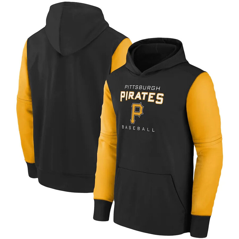 long sleeve MLB Team Hoodie - MLB Gear Pittsburgh Pirates Pullover Hoodie Black