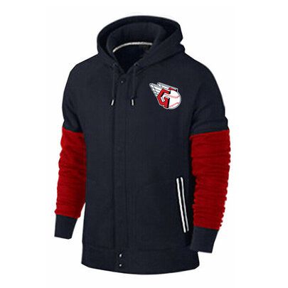 long sleeve MLB Team Zip UP Hoodie with drawstring - MLB Jersey Cleveland Guardians Zip UP Hoodie Black