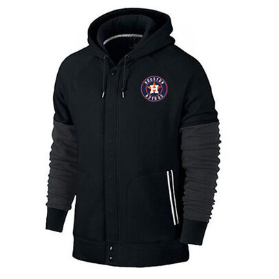 long sleeve MLB Team Zip UP Hoodie with drawstring - MLB Jersey Houston Astros Zip UP Hoodie Black