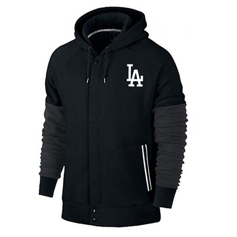 long sleeve MLB Team Zip UP Hoodie with drawstring - MLB Jersey Los Angeles Dodgers Zip UP Hoodie Black