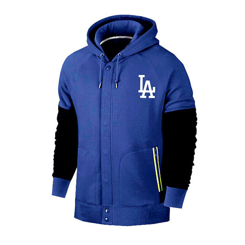 long sleeve MLB Team Zip UP Hoodie with drawstring - MLB Jersey Los Angeles Dodgers Zip UP Hoodie Blue