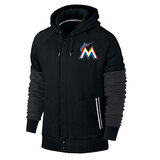 long sleeve MLB Team Zip UP Hoodie with drawstring - MLB Jersey Miami Marlins Zip UP Hoodie Black