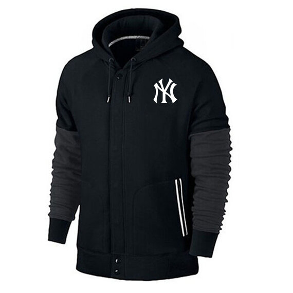long sleeve MLB Team Zip UP Hoodie with drawstring - MLB Jersey New York Yankees Zip UP Hoodie Black