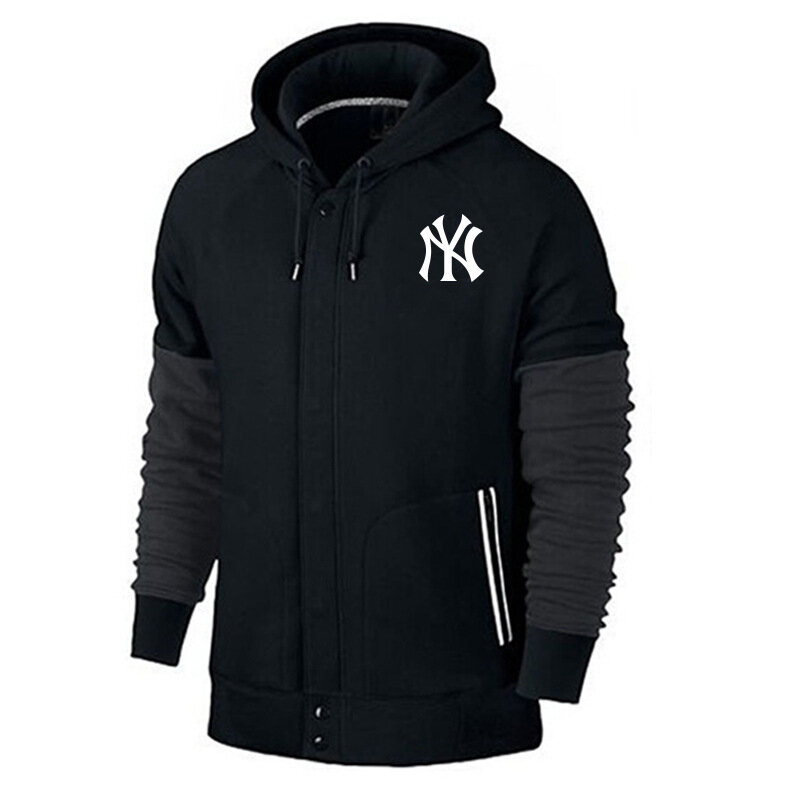 long sleeve MLB Team Zip UP Hoodie with drawstring - MLB Jersey New York Yankees Zip UP Hoodie Black