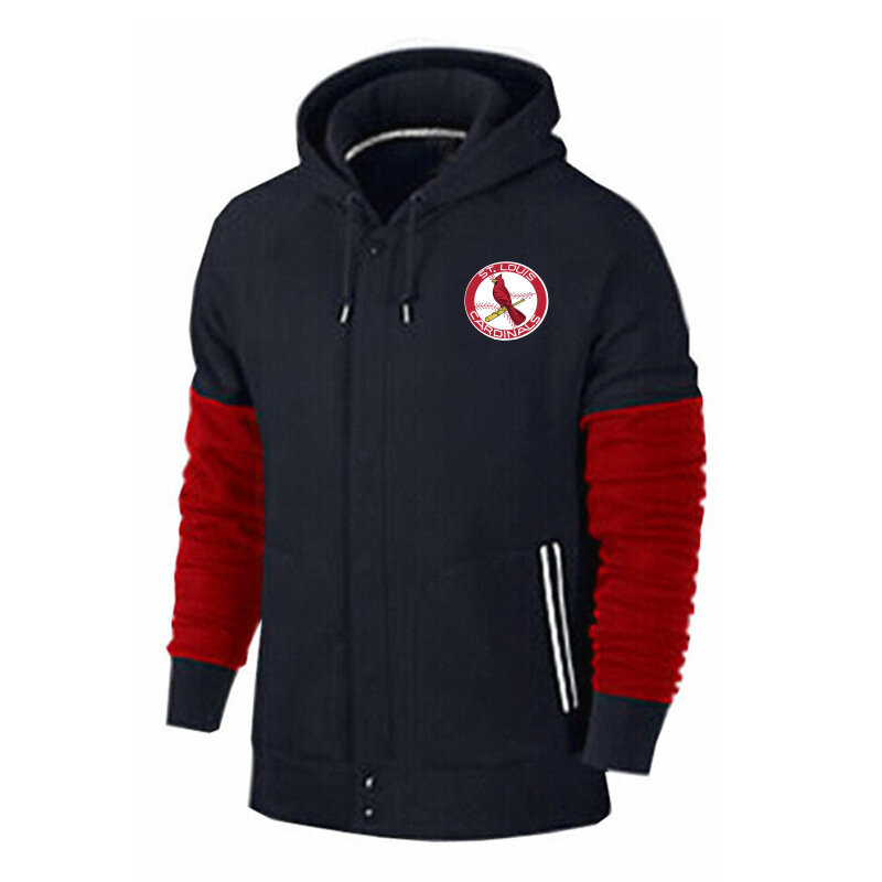 long sleeve MLB Team Zip UP Hoodie with drawstring - MLB Jersey St Louis Cardinals Zip UP Hoodie Black