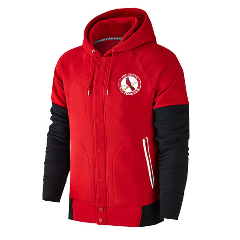 long sleeve MLB Team Zip UP Hoodie with drawstring - MLB Jersey St Louis Cardinals Zip UP Hoodie Red