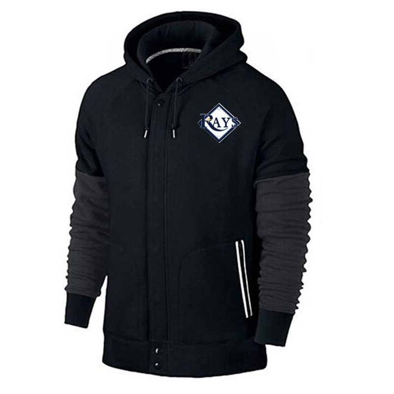 long sleeve MLB Team Zip UP Hoodie with drawstring - MLB Jersey Tampa Bay Rays Zip UP Hoodie Black