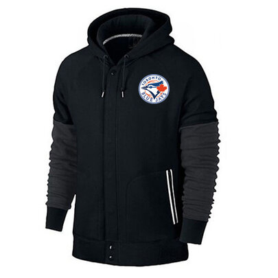 long sleeve MLB Team Zip UP Hoodie with drawstring - MLB Jersey Toronto Blue Jays Zip UP Hoodie Black