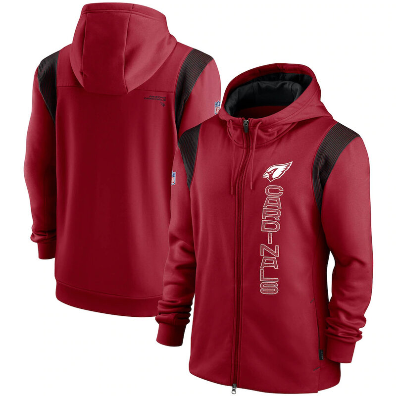 National Football League (NFL) Arizona Cardinals long sleeve full zip up hoodie with drawstring hooded for NFL die-heart fans