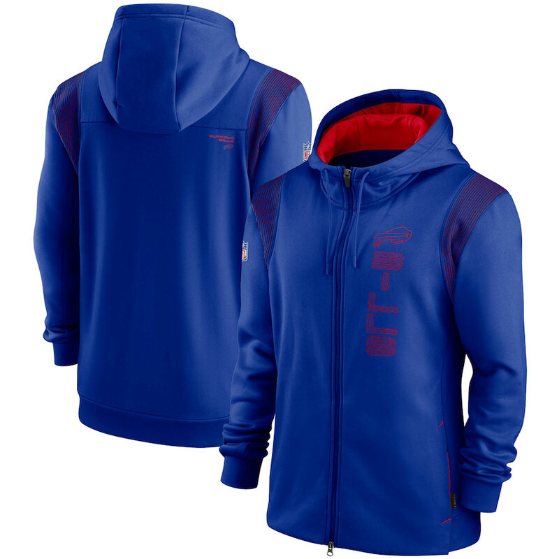 National Football League (NFL) Buffalo Bills long sleeve full zip up hoodie with drawstring hooded for NFL die-heart fans