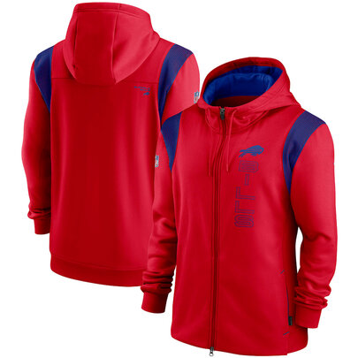 National Football League (NFL) Buffalo Bills long sleeve full zip up hoodie with drawstring hooded for NFL die-heart fans