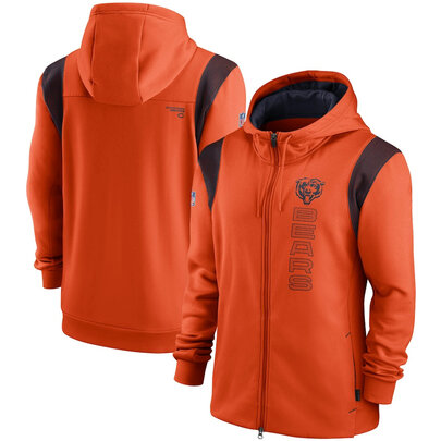 National Football League (NFL) Chicago Bears long sleeve full zip up hoodie with drawstring hooded for NFL die-heart fans