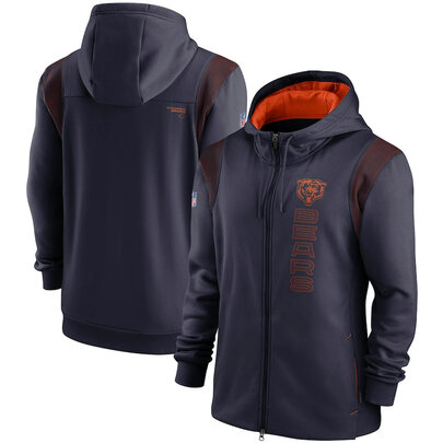 National Football League (NFL) Chicago Bears long sleeve full zip up hoodie with drawstring hooded for NFL die-heart fans