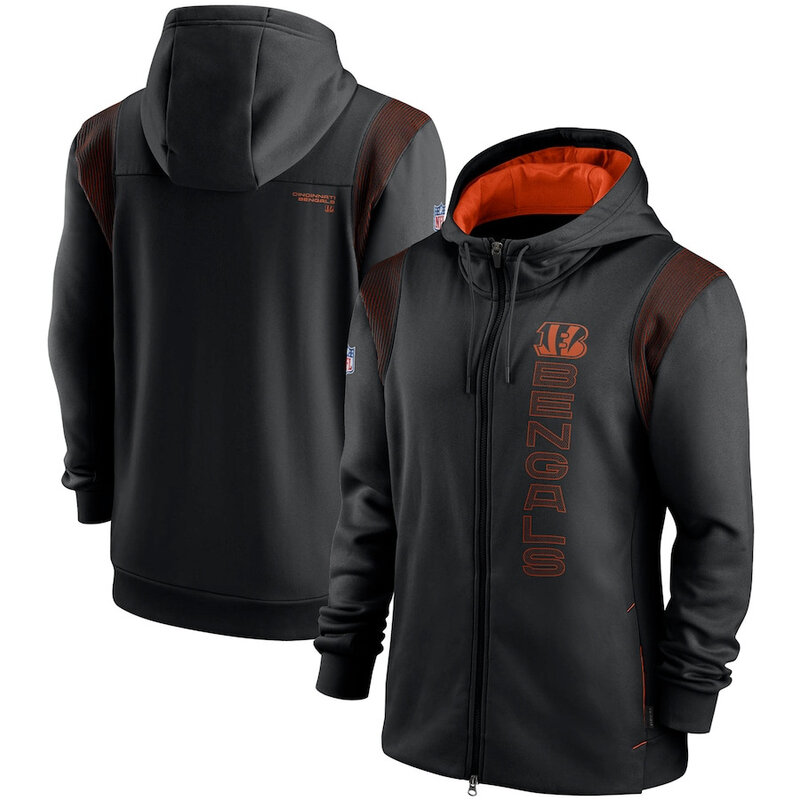 National Football League (NFL) Cincinnati Bengals long sleeve full zip up hoodie with drawstring hooded for NFL die-heart fans