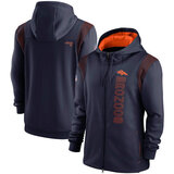 National Football League (NFL) Denver Broncos long sleeve full zip up hoodie with drawstring hooded for NFL die-heart fans