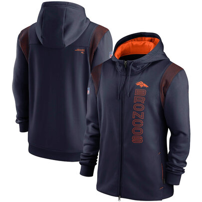 National Football League (NFL) Denver Broncos long sleeve full zip up hoodie with drawstring hooded for NFL die-heart fans