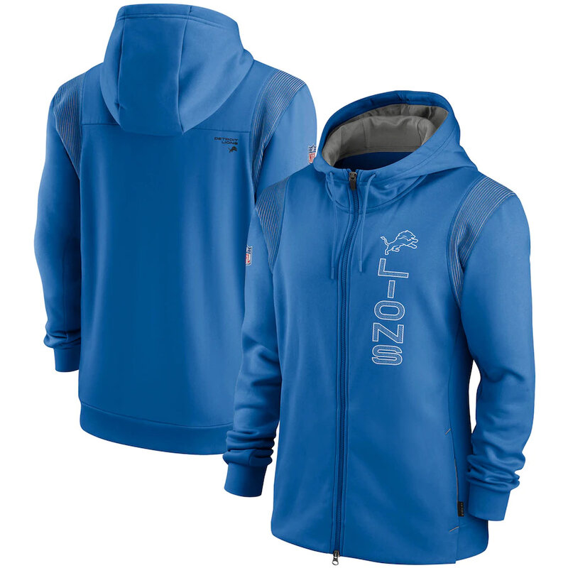National Football League (NFL) Detroit Lions long sleeve full zip up hoodie with drawstring hooded for NFL die-heart fans