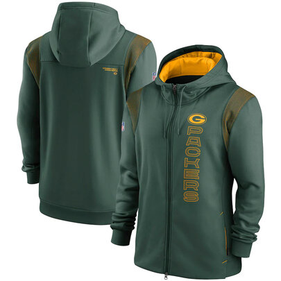 National Football League (NFL) Green Bay Packers long sleeve full zip up hoodie with drawstring hooded for NFL die-heart fans