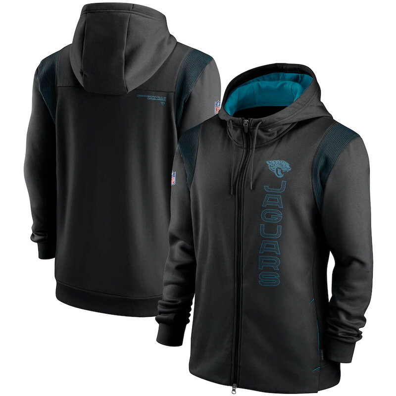 National Football League (NFL) Jacksonville Jaguars long sleeve full zip up hoodie with drawstring hooded for NFL die-heart fans