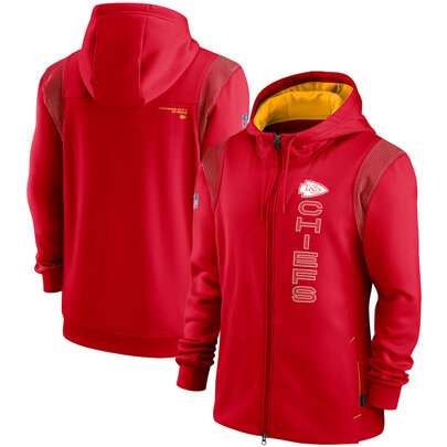 National Football League (NFL) Kansas City Chiefs long sleeve full zip up hoodie with drawstring hooded for NFL die-heart fans