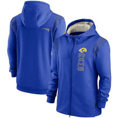 National Football League (NFL) Los Angeles Rams long sleeve full zip up hoodie with drawstring hooded for NFL die-heart fans