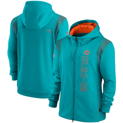 National Football League (NFL) Miami Dolphins long sleeve full zip up hoodie with drawstring hooded for NFL die-heart fans