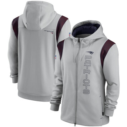National Football League (NFL) New England Patriots long sleeve full zip up hoodie with drawstring hooded for NFL die-heart fans