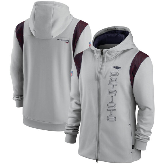 National Football League (NFL) New England Patriots long sleeve full zip up hoodie with drawstring hooded for NFL die-heart fans