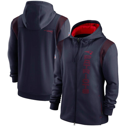 National Football League (NFL) New England Patriots long sleeve full zip up hoodie with drawstring hooded for NFL die-heart fans