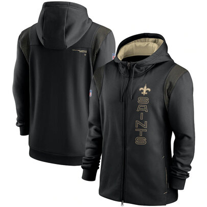 National Football League (NFL) New Orleans Saints long sleeve full zip up hoodie with drawstring hooded for NFL die-heart fans