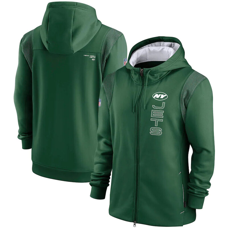 National Football League (NFL) New York Jets long sleeve full zip up hoodie with drawstring hooded for NFL die-heart fans