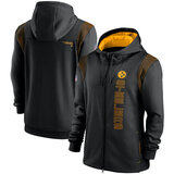 National Football League (NFL) Pittsburgh Steelers long sleeve full zip up hoodie with drawstring hooded for NFL die-heart fans