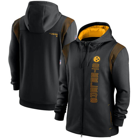 National Football League (NFL) Pittsburgh Steelers long sleeve full zip up hoodie with drawstring hooded for NFL die-heart fans