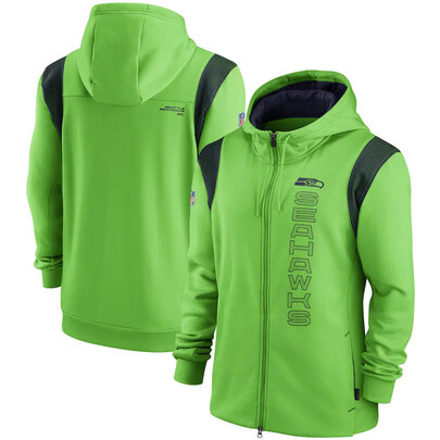 National Football League (NFL) Seattle Seahawks long sleeve full zip up hoodie with drawstring hooded for NFL die-heart fans