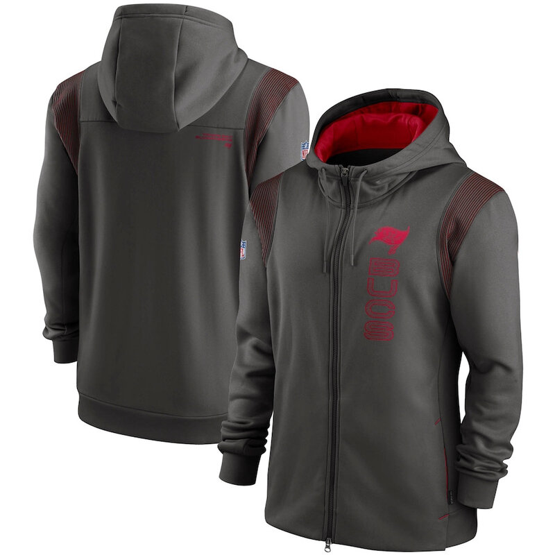 National Football League (NFL) Tampa Bay Buccaneers long sleeve full zip up hoodie with drawstring hooded for NFL die-heart fans