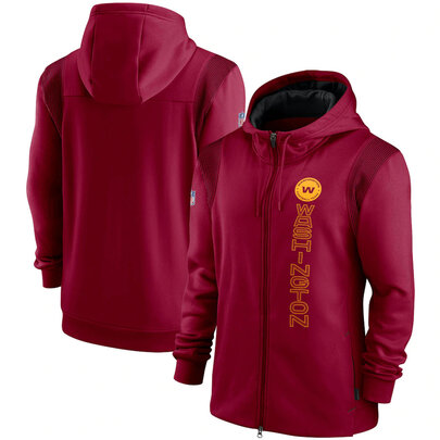 National Football League (NFL) Washington Commanders long sleeve full zip up hoodie with drawstring hooded for NFL die-heart fans