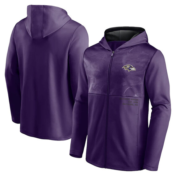 Official NFL merchandise NFL Football Wear Baltimore Ravens Zip UP Hoodie Purple america National Football League Jersery