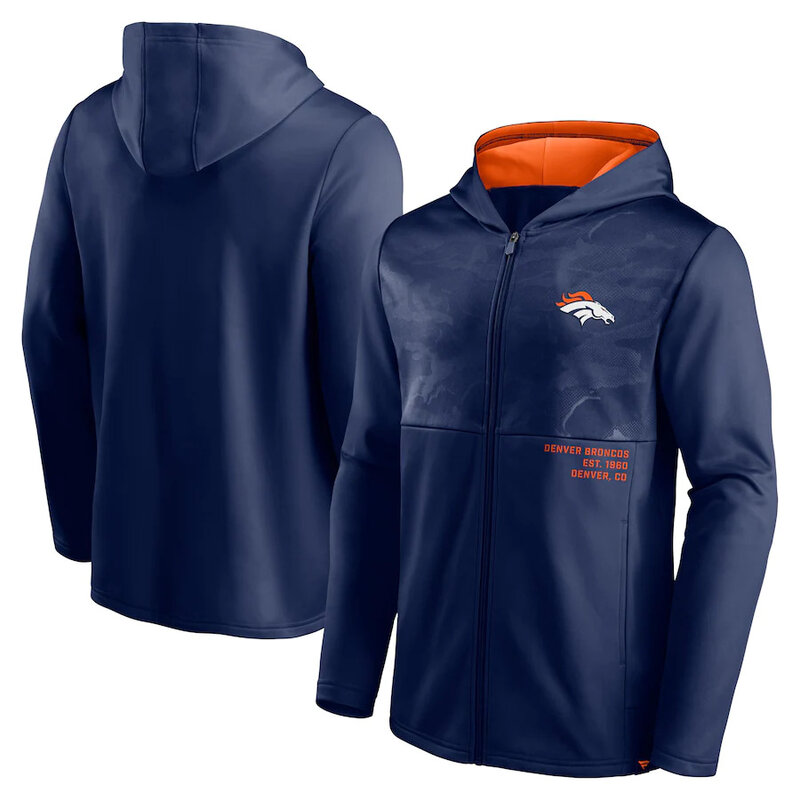 Official NFL merchandise NFL Football Wear Denver Broncos Zip UP Hoodie Blue america National Football League Jersery