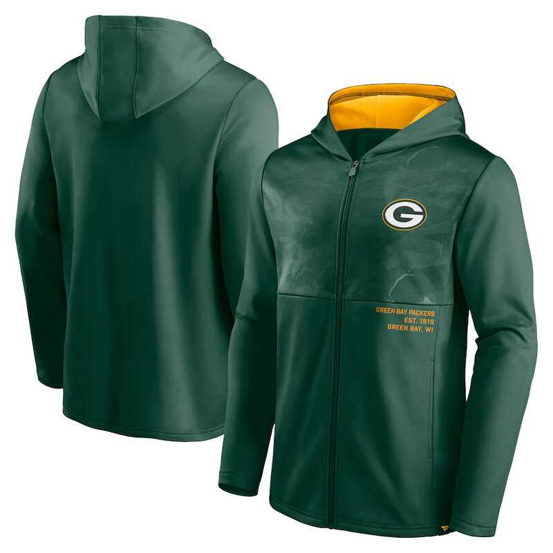 Official NFL merchandise NFL Football Wear Green Bay Packers Zip UP Hoodie Green america National Football League Jersery