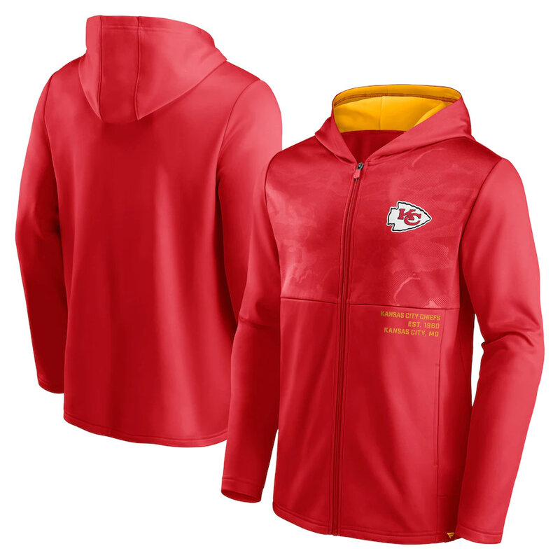 Official NFL merchandise NFL Football Wear Kansas City Chiefs Zip UP Hoodie Red america National Football League Jersery