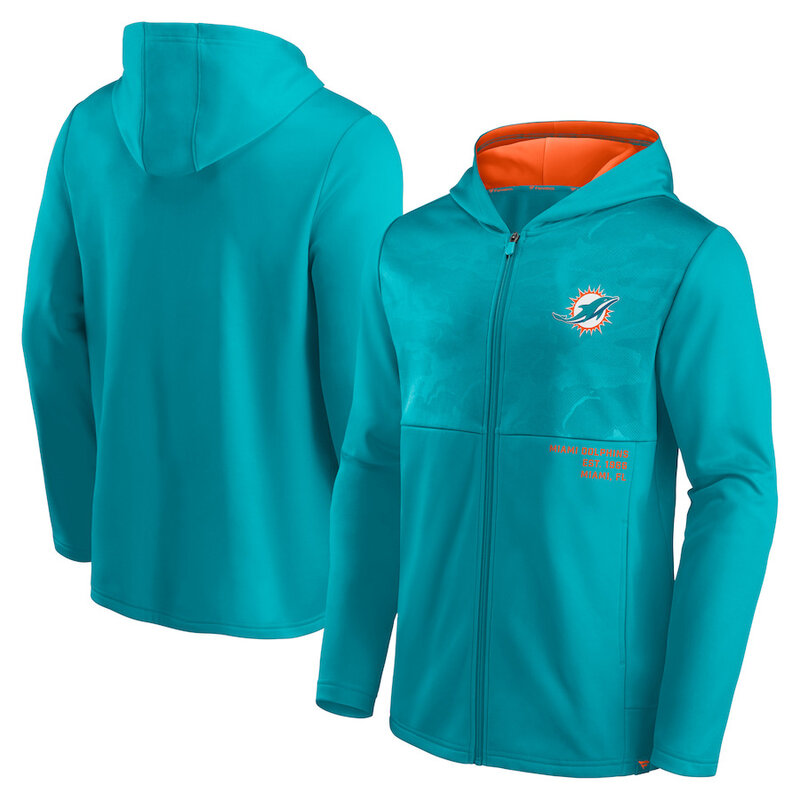 Official NFL merchandise NFL Football Wear Miami Dolphins Zip UP Hoodie Green america National Football League Jersery