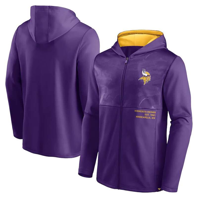Official NFL merchandise NFL Football Wear Minnesota Vikings Zip UP Hoodie Purple america National Football League Jersery